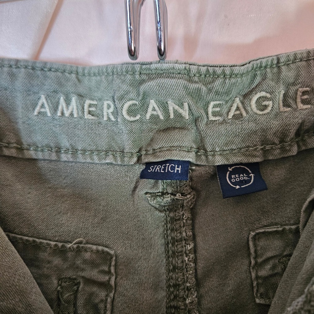 American Eagle Super High Rise Baggy Wide Leg Cargo Pants Women's 8 Long Utility - Picture 9 of 12